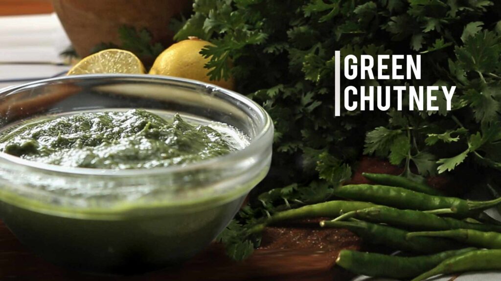Green Chutney placed in a bowel 