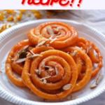 " Jalebi Recipe!!" and "queenofrecipes.online" written on an image with jalebi.