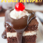 "Hot Chocolate Fudge Recipe!!" and "queenofrecipes.online" written on an image with hot chocolate fudge