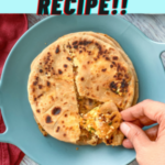 "Paneer Paratha Recipe!!" and "queenofrecipes.online" written on an image with paneer paratha