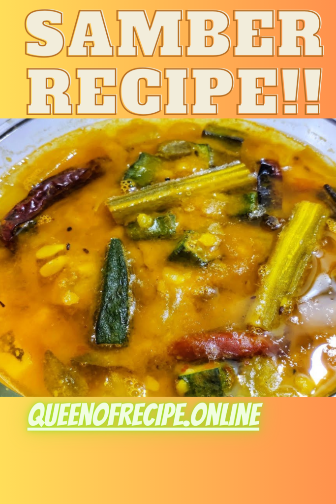 "Samber Recipe!!" and "queenofrecipes.online" written on an image with samber