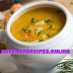 "Sweet Corn Soup Recipe!!" and "queenofrecipes.online" written on an image with sweet corn soup