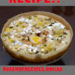 " Ghevar Recipe!!" and "queenofrecipes.online" written on an image with Ghevar.