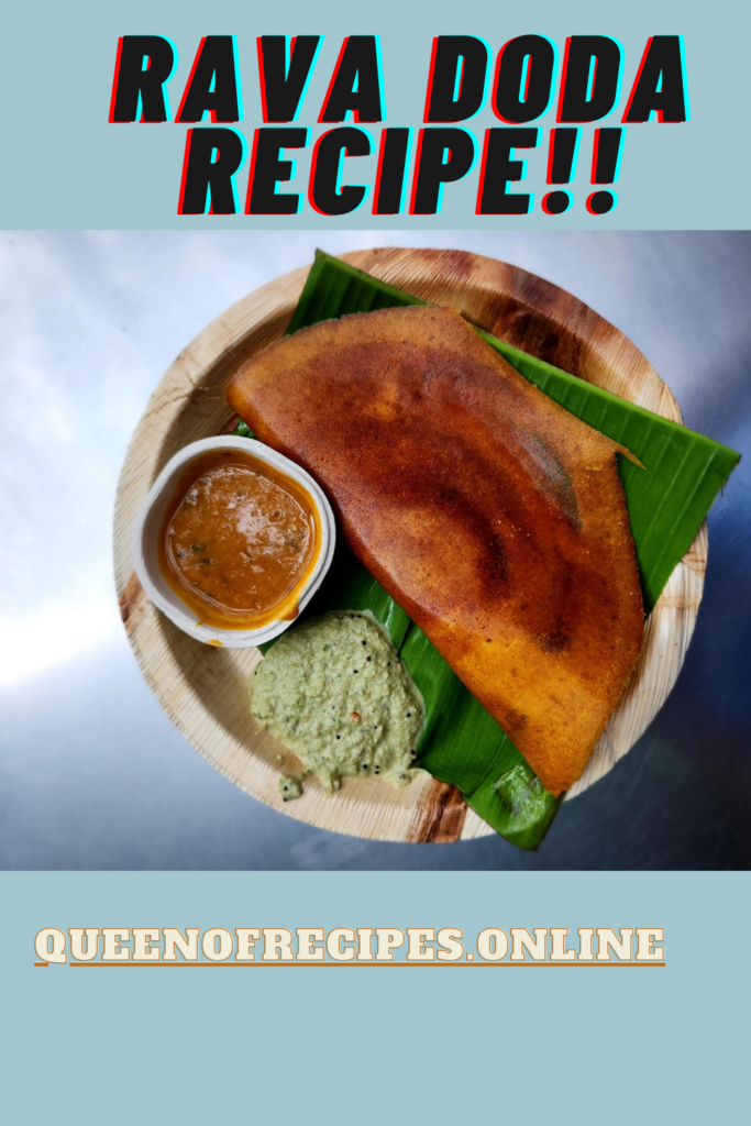 " Rava Dosa Recipe!!" and "queenofrecipes.online" written on an image with Rava Dosa