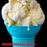 " Vanilla Ice Cream Recipe!!" and "queenofrecipes.online" are written on an image with a Vanilla Ice Cream.