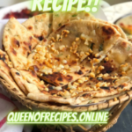 " Garlic Naan Recipe!!" and "queenofrecipes.online" are written on an image with a Garlic Naan.