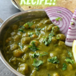 " Palak chole Recipe!!" and "queenofrecipes.online" are written on an image with a Palak Chole.