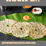 " Akki Roti Recipe!!" and "queenofrecipes.online" are written on an image with an Akki Roti.